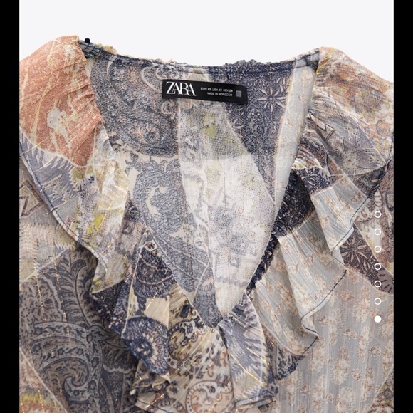 ZARA RUFFLED PRINTED DRESS . SIZE XS. LIKE NEW - Picture 4 of 5